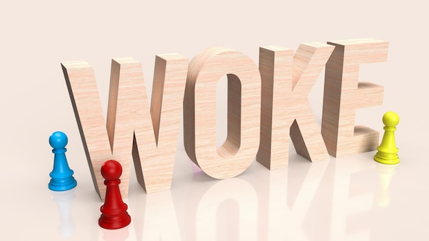 O texto de madeira acordou e renderização em 3d de xadrez multicolorido