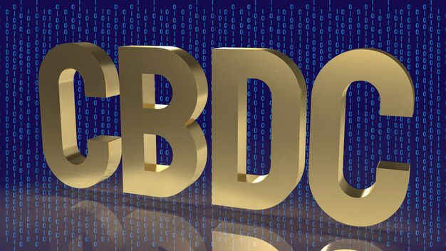 O texto de ouro cbdc em fundo digital para renderização 3d de conceito de negócios