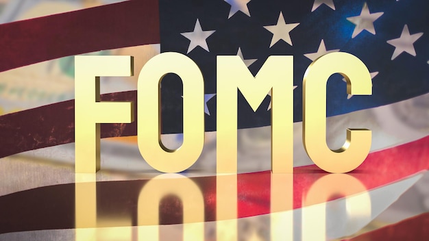 O texto de ouro fomc ou Comitê Federal de Mercado Aberto para renderização 3d de conceito de negócios