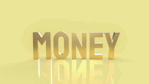 O texto ouro dinheiro para renderização 3d de conteúdo de negócios.