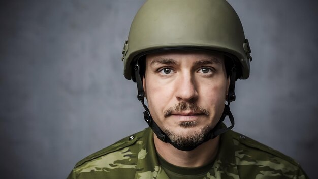 O tipo com o capacete é um retrato militar.