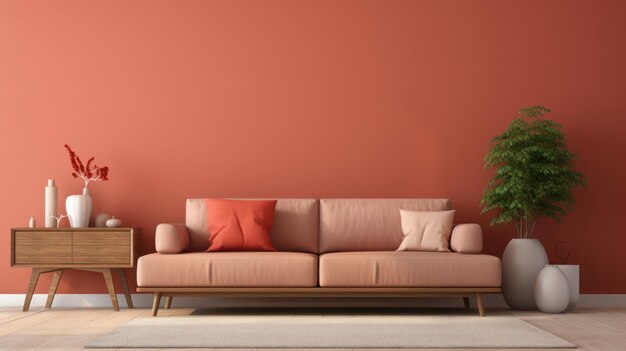 O toner pastel marrom minimalista da sala de estar