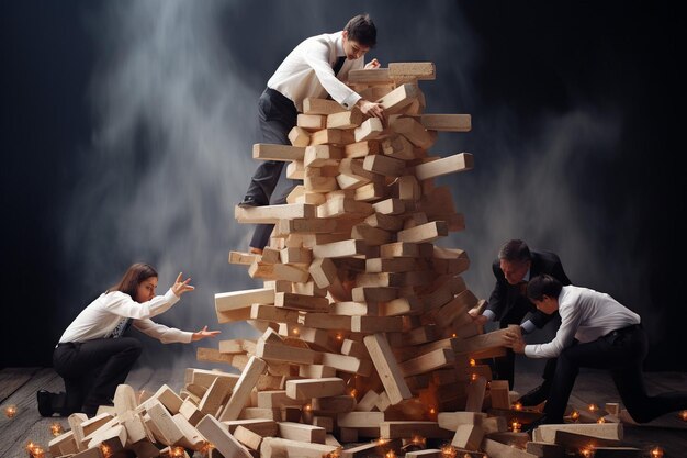 Foto o trabalho em equipa e a estratégia levam ao sucesso empresarial