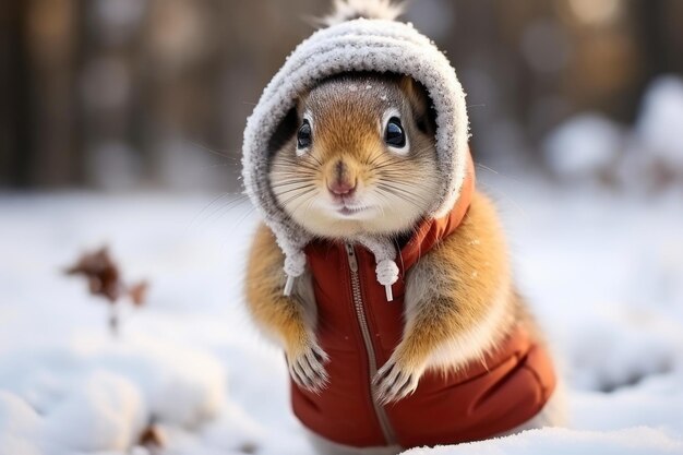 O traje de Natal do Chipmunk na neve