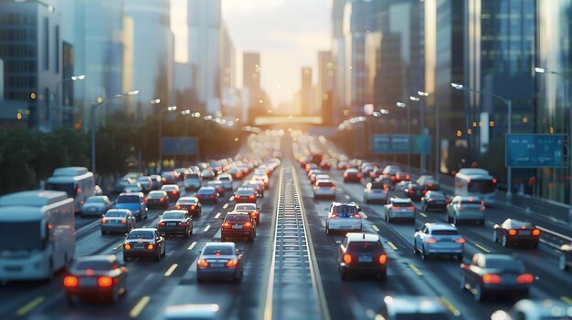 Foto o trânsito na hora de ponta é uma visão comum em qualquer grande cidade. as longas filas de carros podem ser vistas se estendendo por quilômetros à medida que os motoristas avançam