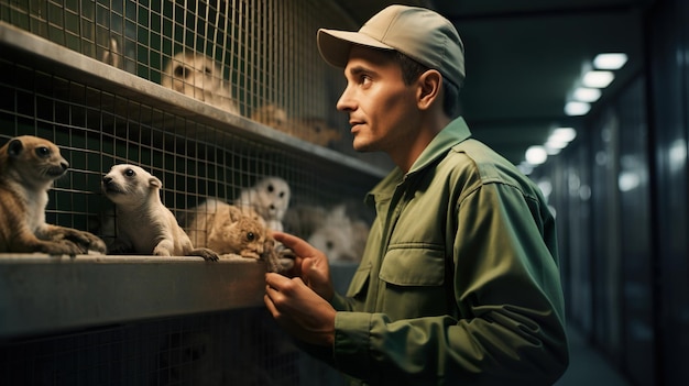 Foto o tratador do homem e o animal