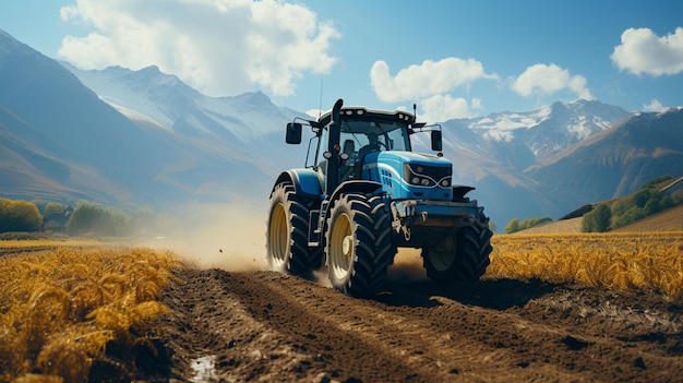 O trator ara a imagem da agricultura da terra