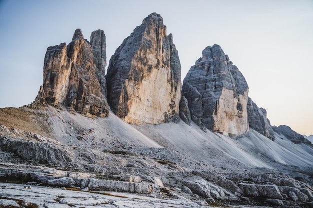 O Tre Cime di Lavaredo no Sexten Dolomites Itália