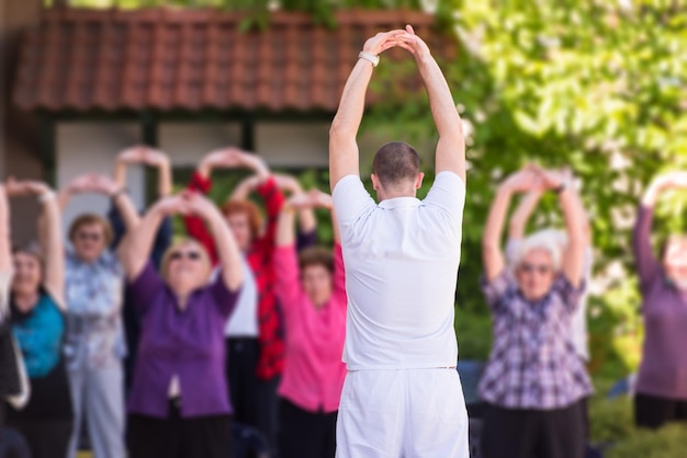 o treinamento do treinador motivou idosos saudáveis e ativos a realizar exercícios no parque