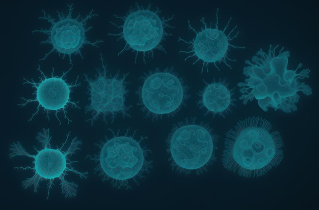 O universo oculto de micróbios bactérias e vírus sob o microscópio generativo ai