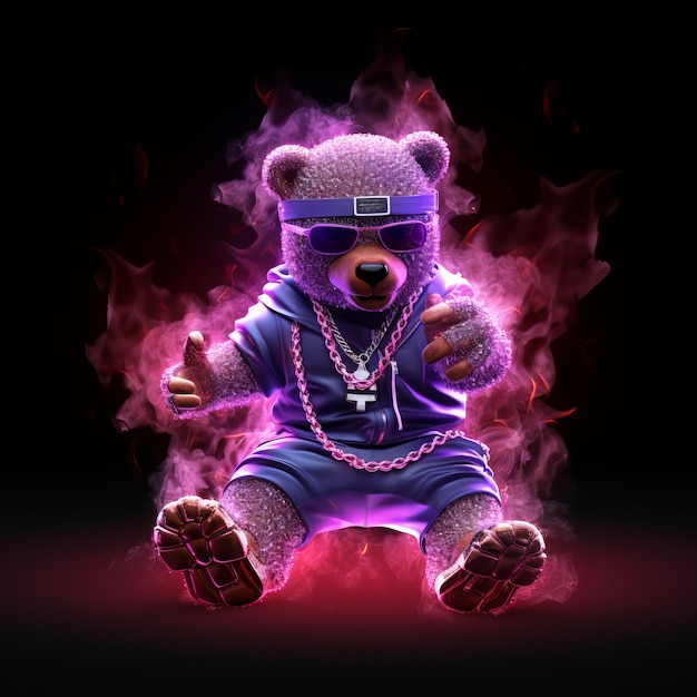 O urso de hip hop animado em 3D Dopest Teddy com diamante Bling