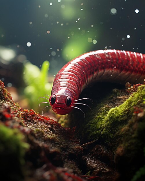 Foto o verme da terra é um animal invertebrado terrestre que vive no solo. foto colorida gerada por ia.