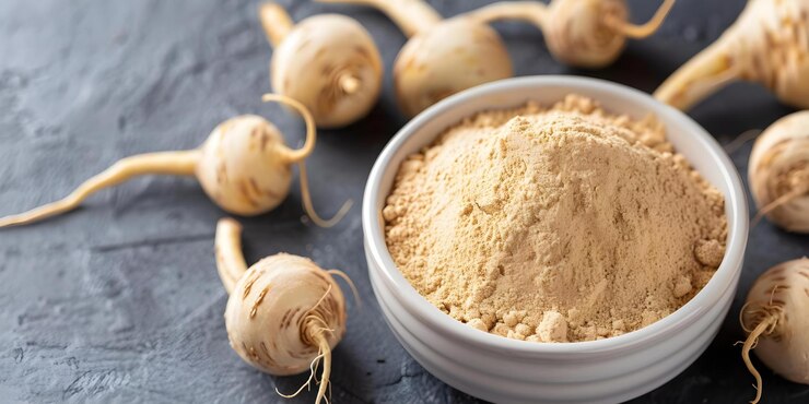Foto o versátil superalimento raiz de maca peruana39s benefícios para a saúde e popularidade no peru conceito raiz de maka peruana superalimento benefícios para a saúde benefícios popularidade no perú ingrediente versátil