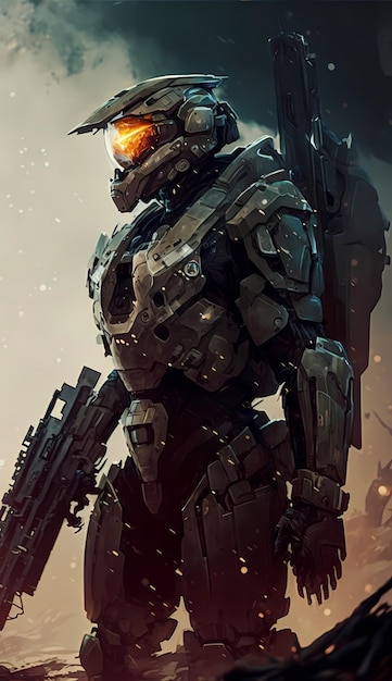 O videogame futurista Armer Master Chief Halo