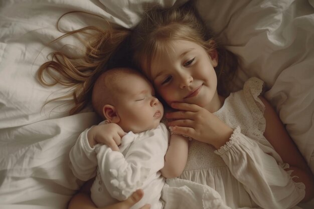 O vínculo entre irmãos é formado quando uma menina conhece uma irmã recém-nascida.