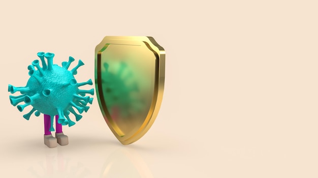O vírus e o escudo para conteúdo médico ou sci renderização 3dxA