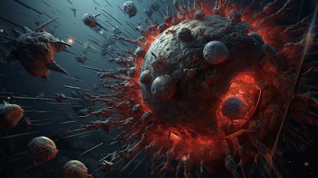 O vírus que destrói a humanidade parece um microscópio.