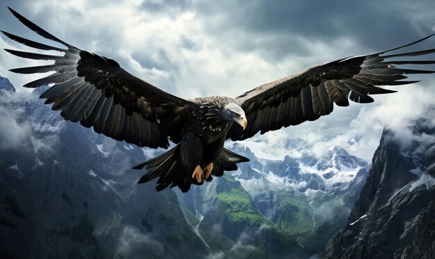 O vôo majestoso de um condor voando alto acima das montanhas