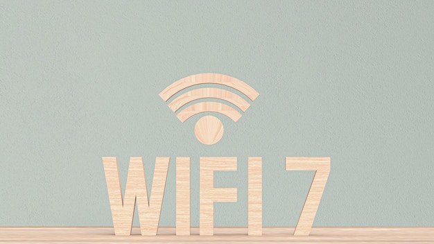 O wi fi 7 texto para o conceito de tecnologia renderização 3D