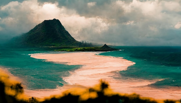 Oahu hawaii océano isla montaña agua cielo nube