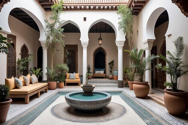 Foto oase im marokkanischen riad courtyard