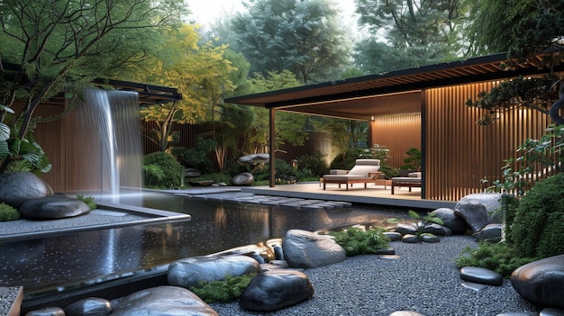 Oásis de Jardim Zen com Design de Minimalismo Japonês