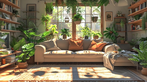 Oásis de sala de estar moderna e ecológica