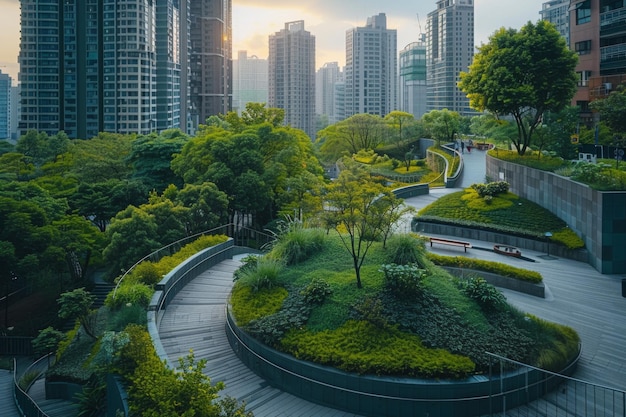 Oásis de telhados verdes urbanos no movimentado centro da cidade