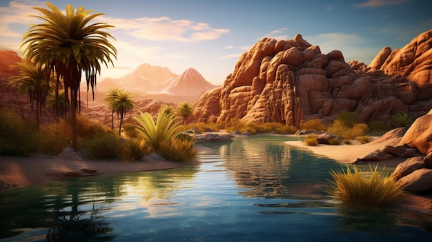 Foto oasis del desierto antecedentes de la naturaleza