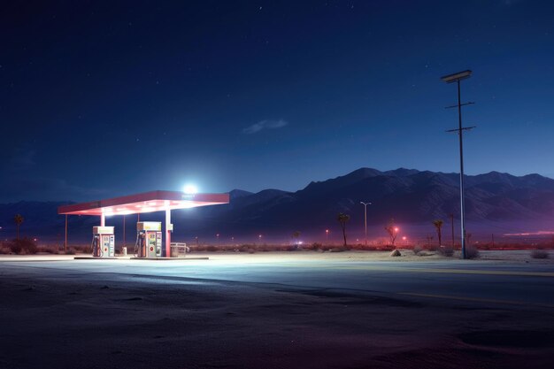 Oásis do Deserto de Noites de Neon Surrealistas