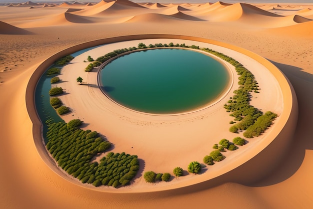 Foto oásis do deserto fonte de água do lago surpresa água doce na areia ilustração de fundo papel de parede