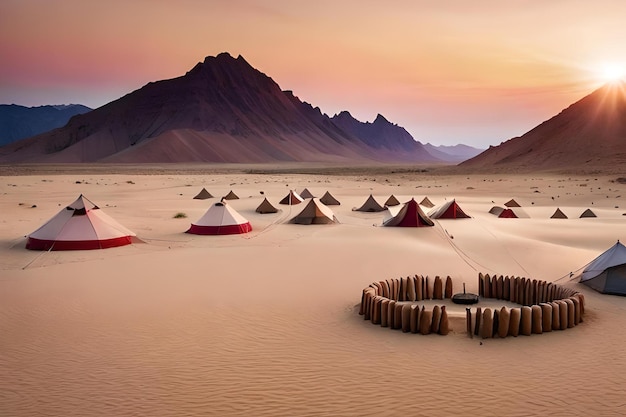 un oasis escondido en el desierto donde una tribu nómada