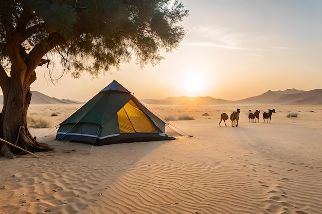 un oasis escondido en el desierto donde una tribu nómada