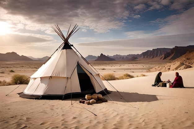 un oasis escondido en el desierto donde una tribu nómada