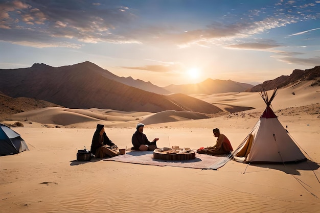 un oasis escondido en el desierto donde una tribu nómada