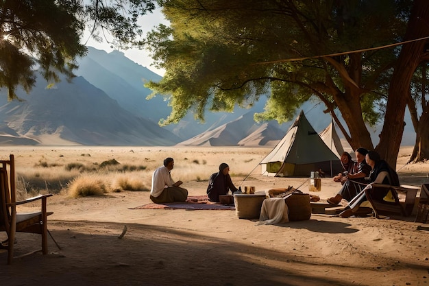 un oasis escondido en el desierto donde una tribu nómada