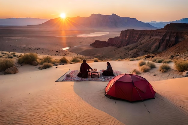 un oasis escondido en el desierto donde una tribu nómada