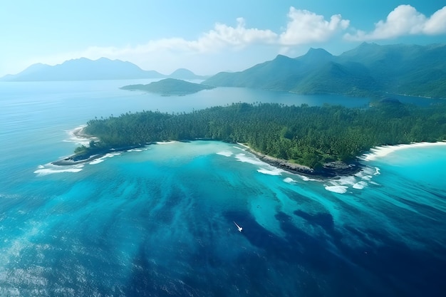 Un oasis insular impresionante rodeado por el vasto océano