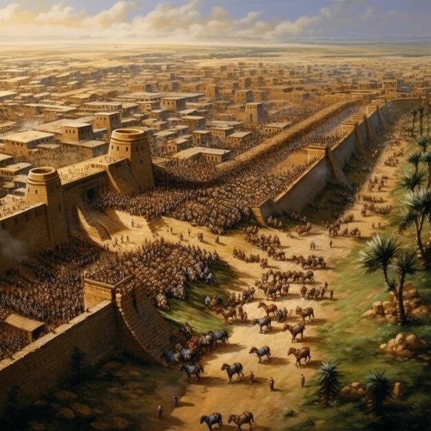 Foto oásis neolíticos rastreando as pegadas agrícolas dos povos agricultores do oriente médio