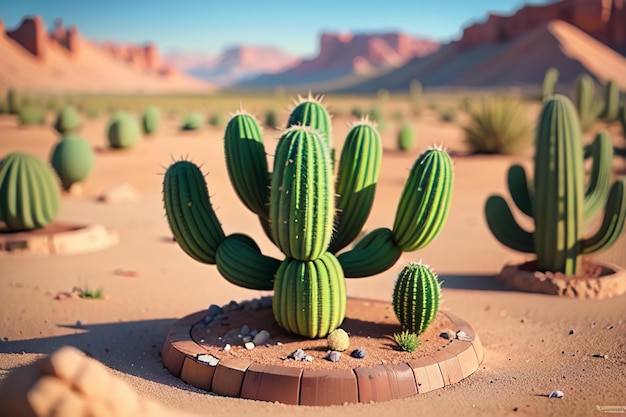 Foto oasis de plantas de cactus del desierto papel tapiz de fondo ilustración del entorno paisaje desértico