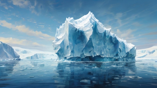 Un oasis tecnológico en medio del tranquilo océano azul esta imagen abstracta de un iceberg antártico