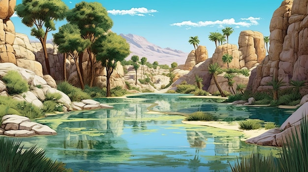 Oasis de tranquilidad en un cañón del desierto