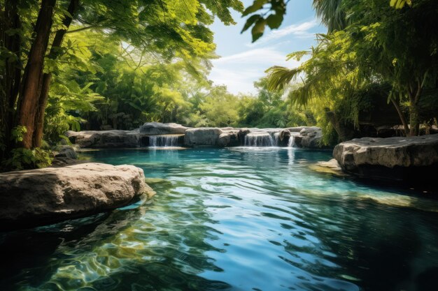 Oásis tranquilos Um fundo de água serena para relaxamento e vibrações de spa