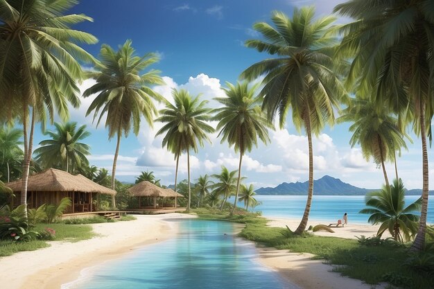 Oasis tropical que abraza la belleza del coco en el exuberante paisaje