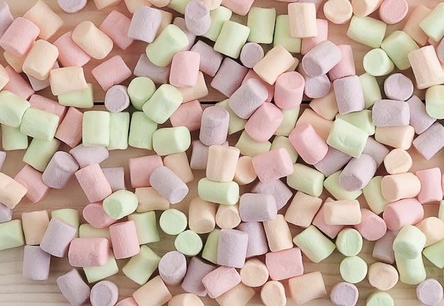 Oberfläche aus den verstreuten Süßigkeiten Marshmallows