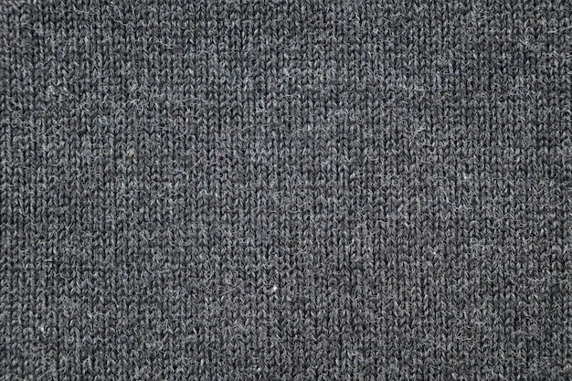 Oberfläche des warmen gestrickten grauen Pullovers des Winters als Hintergrund- oder Texturdraufsicht