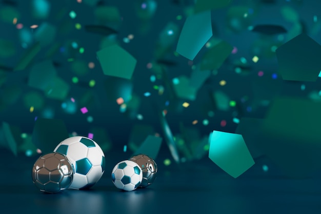 Objekt des Fußballs 3d im abstrakten Hintergrund