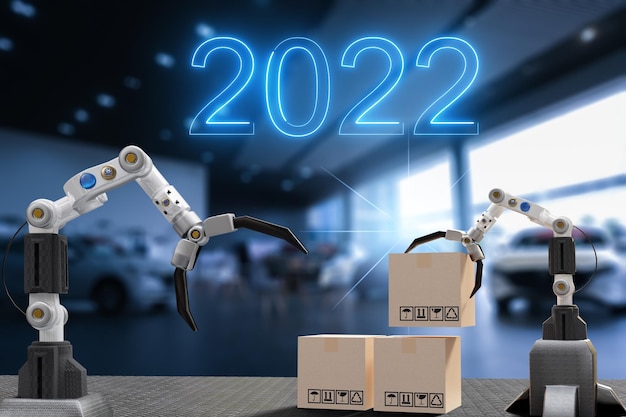 Objekt für Metaverse-Virtual-World-Technologie der Zukunft Roboter-Cyber-Konstruktion Hand mechanisch im Bau virtuelle Welt-Metaverse-Land-Zukunft für Sandbox-VR-Technologie in Kürze 2022