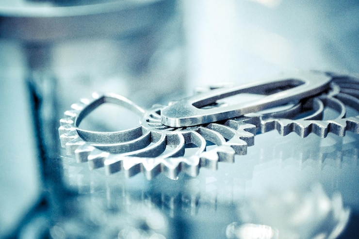 Foto objekt gedruckt auf metall 3d-drucker nahaufnahme