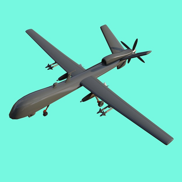 Objeto 3D de avión con fondo azul